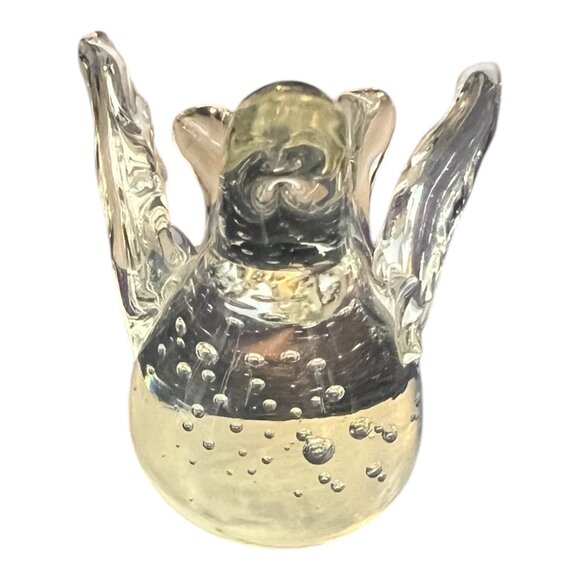 Hand Blown Clear Glass Bird Paperweight With Controlled Bubbles 2.75" Tall Decor - Picture 5 of 7